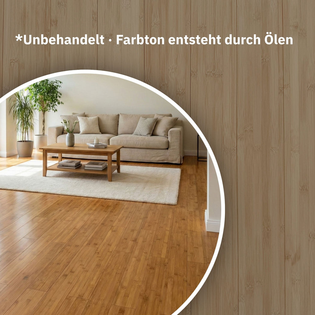 Bambusparkett dunkel, horizontal verlegt, im Rohzustand (unbehandelt), Produktfoto von Glimpex-G