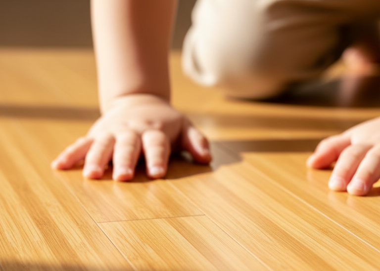 Kleinkind_auf_Bambusarkett