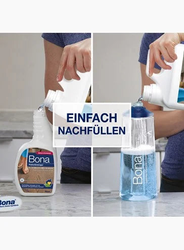 Bambusparkett Glimpex-G Bona Parkettreiniger, Flasche mit Reinigungslösung für Parkettböden, Detailansicht